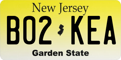 NJ license plate B02KEA