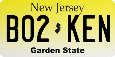 NJ license plate B02KEN