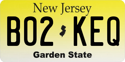 NJ license plate B02KEQ