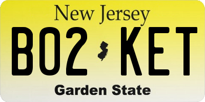 NJ license plate B02KET