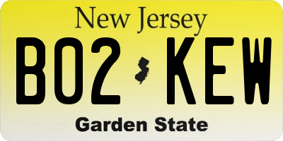 NJ license plate B02KEW