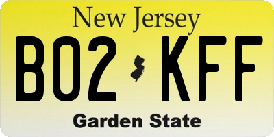 NJ license plate B02KFF