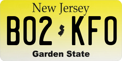 NJ license plate B02KFO