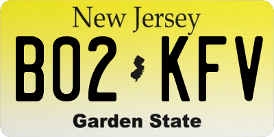 NJ license plate B02KFV