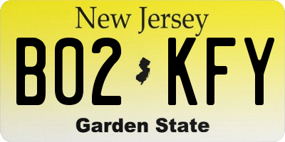 NJ license plate B02KFY