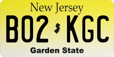 NJ license plate B02KGC