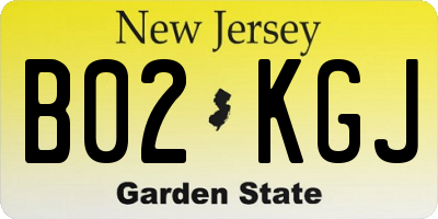 NJ license plate B02KGJ