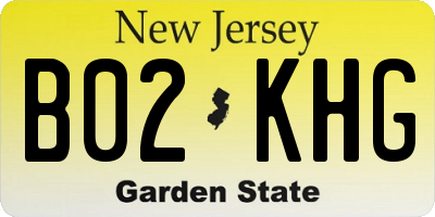 NJ license plate B02KHG