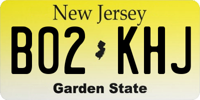 NJ license plate B02KHJ