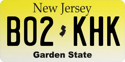 NJ license plate B02KHK