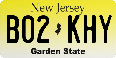 NJ license plate B02KHY