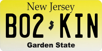 NJ license plate B02KIN