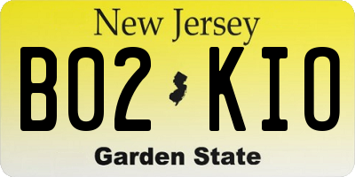 NJ license plate B02KIO