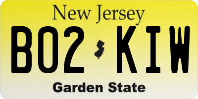 NJ license plate B02KIW