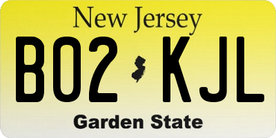 NJ license plate B02KJL