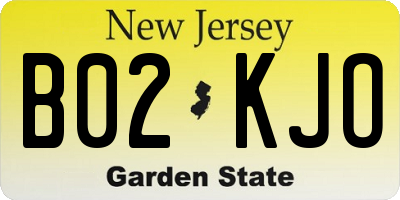 NJ license plate B02KJO