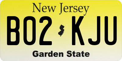 NJ license plate B02KJU
