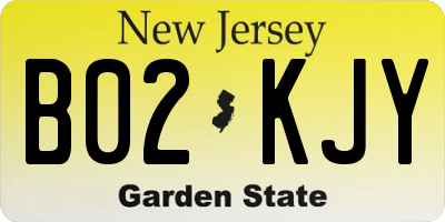 NJ license plate B02KJY
