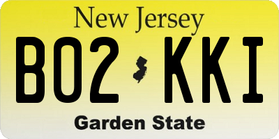 NJ license plate B02KKI