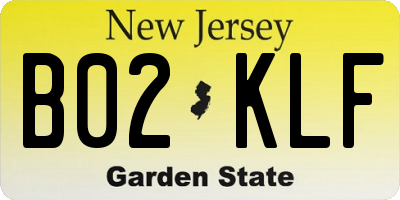 NJ license plate B02KLF