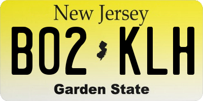 NJ license plate B02KLH