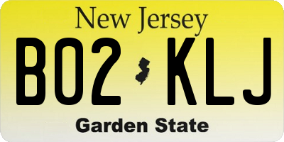 NJ license plate B02KLJ