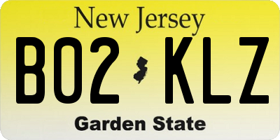 NJ license plate B02KLZ