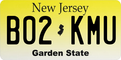 NJ license plate B02KMU