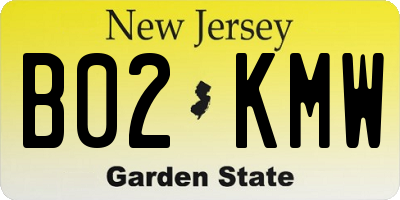 NJ license plate B02KMW