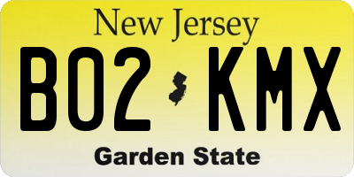 NJ license plate B02KMX