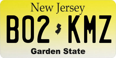 NJ license plate B02KMZ
