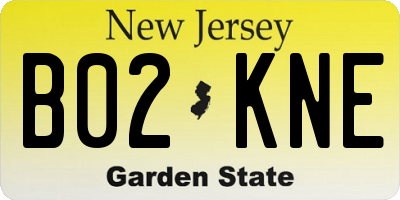 NJ license plate B02KNE