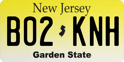 NJ license plate B02KNH