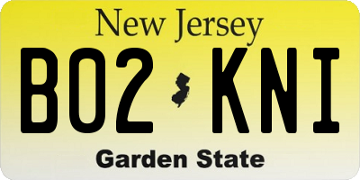 NJ license plate B02KNI