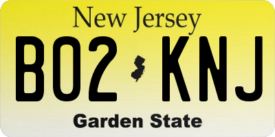 NJ license plate B02KNJ