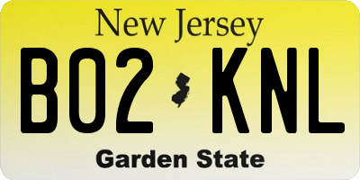 NJ license plate B02KNL