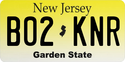 NJ license plate B02KNR