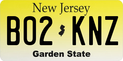 NJ license plate B02KNZ