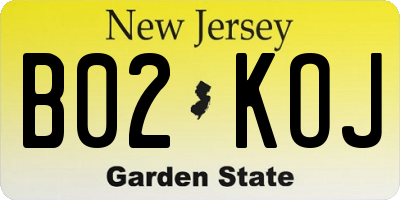 NJ license plate B02KOJ