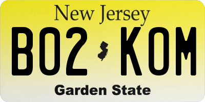 NJ license plate B02KOM