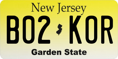 NJ license plate B02KOR