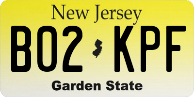 NJ license plate B02KPF