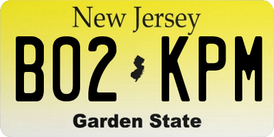 NJ license plate B02KPM