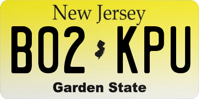 NJ license plate B02KPU