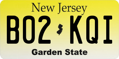 NJ license plate B02KQI