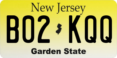 NJ license plate B02KQQ