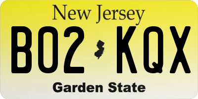 NJ license plate B02KQX