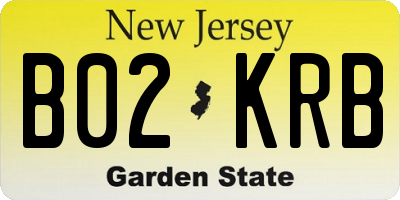 NJ license plate B02KRB