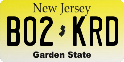 NJ license plate B02KRD