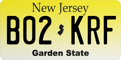 NJ license plate B02KRF